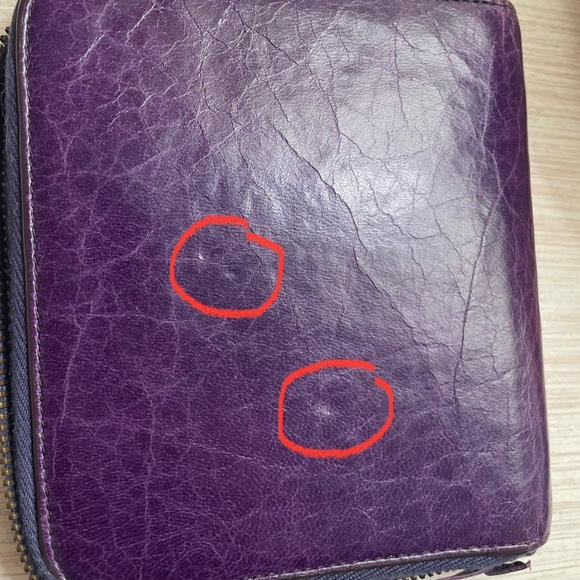 Balenciaga purple chevre leather motorcycle compact wallet - Picture 2 of 5